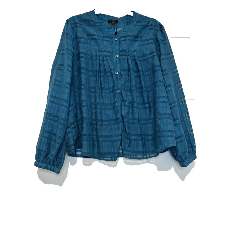 Anthropologie Current Air teal blue sz L buttom down blouse new‎ w/o tags #2087